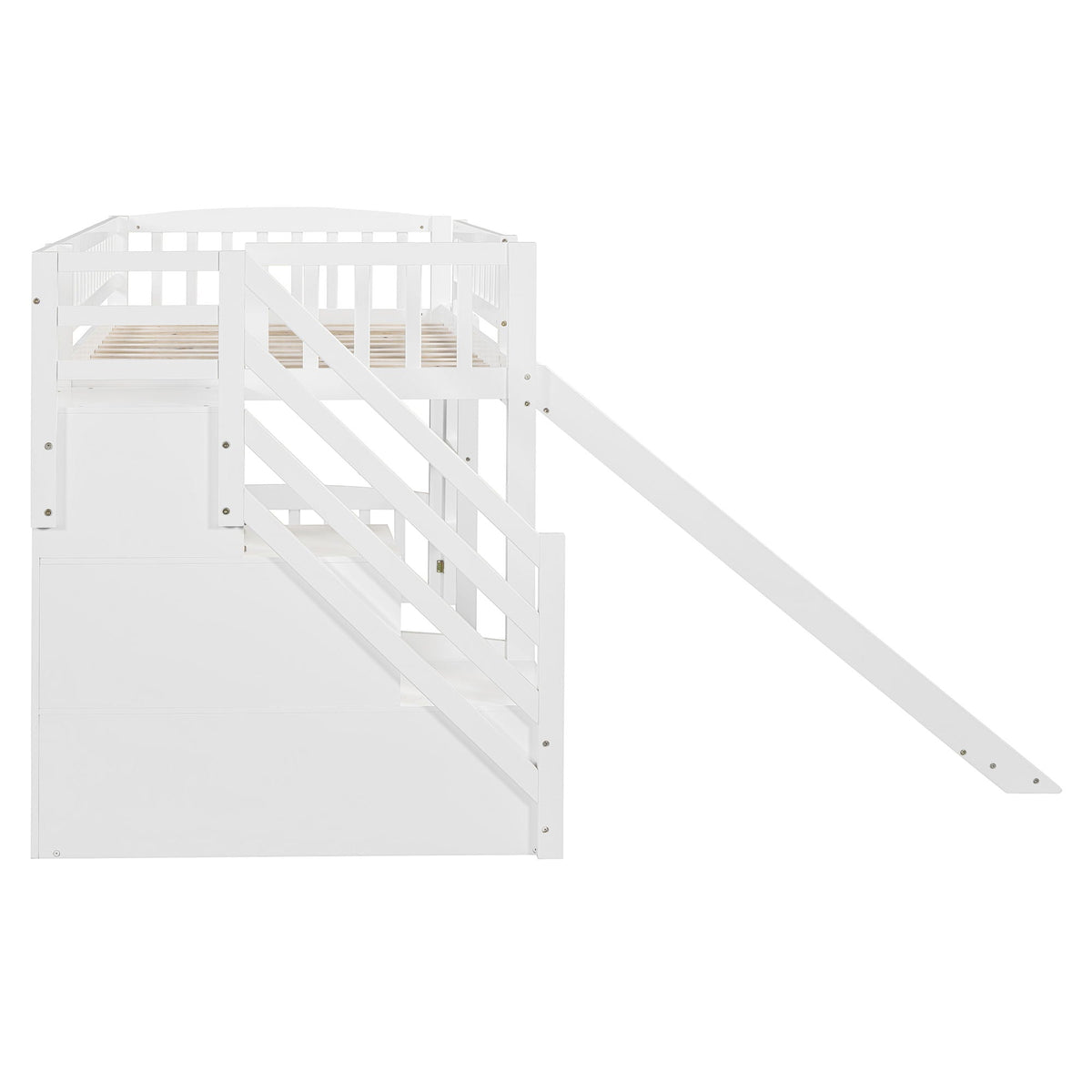 Loft Stairway Bed with Drawers and Convertible Ladder - Twin