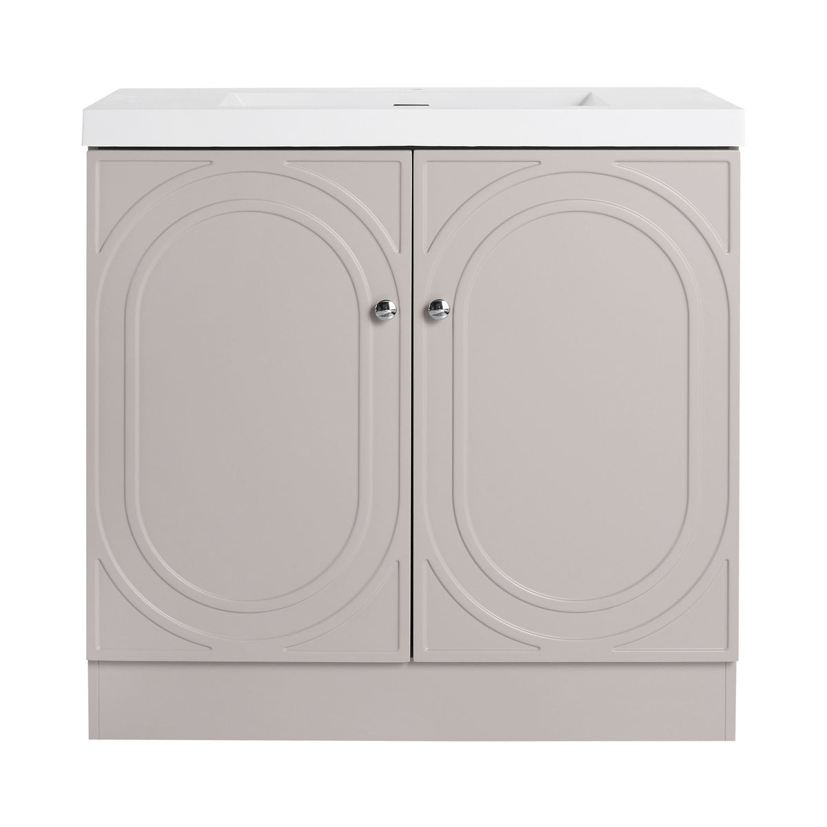Contemporary Freestanding Bathroom Vanity with Resin Sink & Soft-Close Cabinet Doors - White, Dark Green, or Pearl
