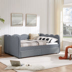 Gingham Daybed with USB Charging Port and Wave-Shaped Design - Multiple Colors
