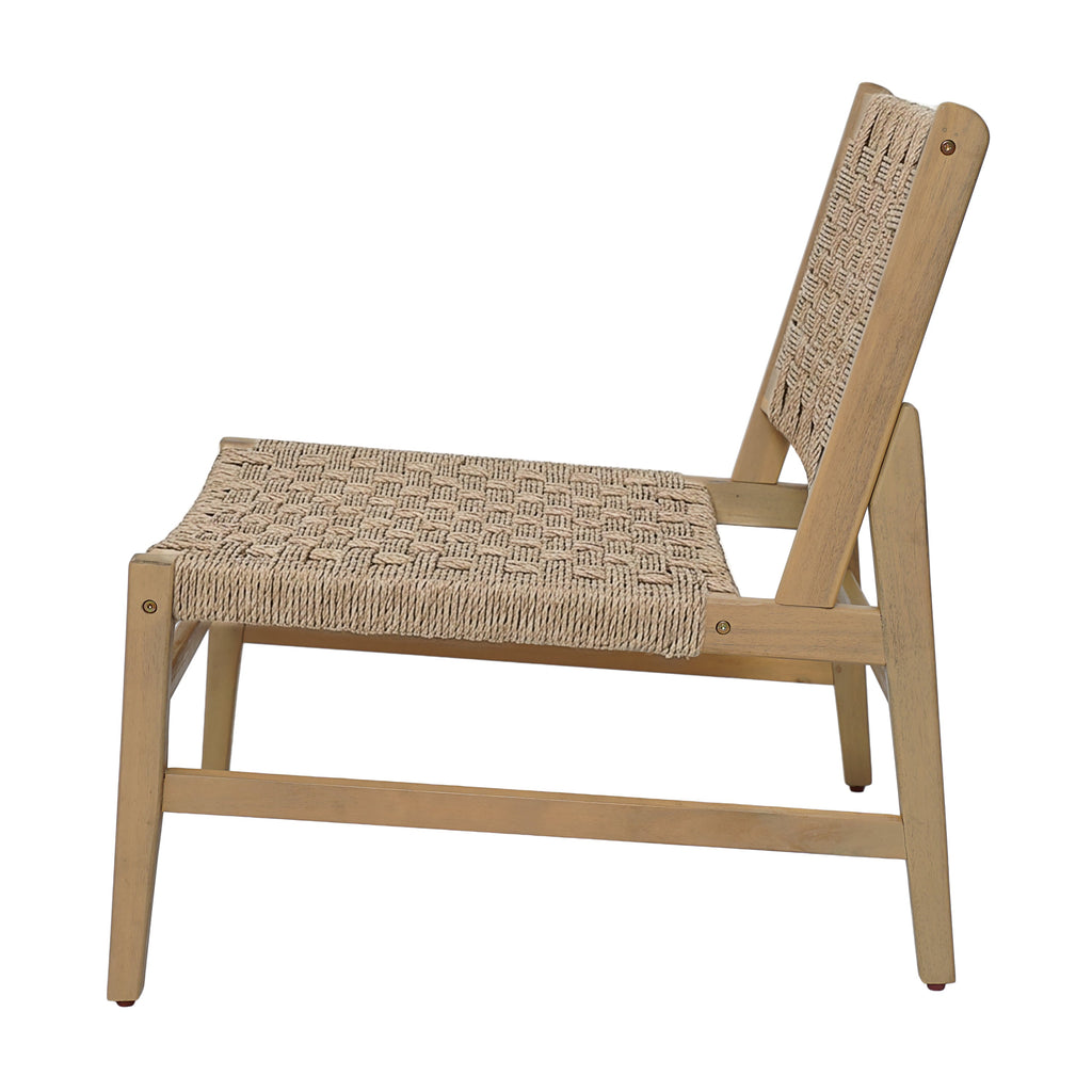 Acacia Wood Patio Club Chair with Wicker - Light Brown or Light Grey