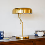 Gold Bedside Nightstand Table Lamp with Pull Chain Switch