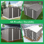 Outdoor Storage Shed with Lockable Doors - Dark Gray