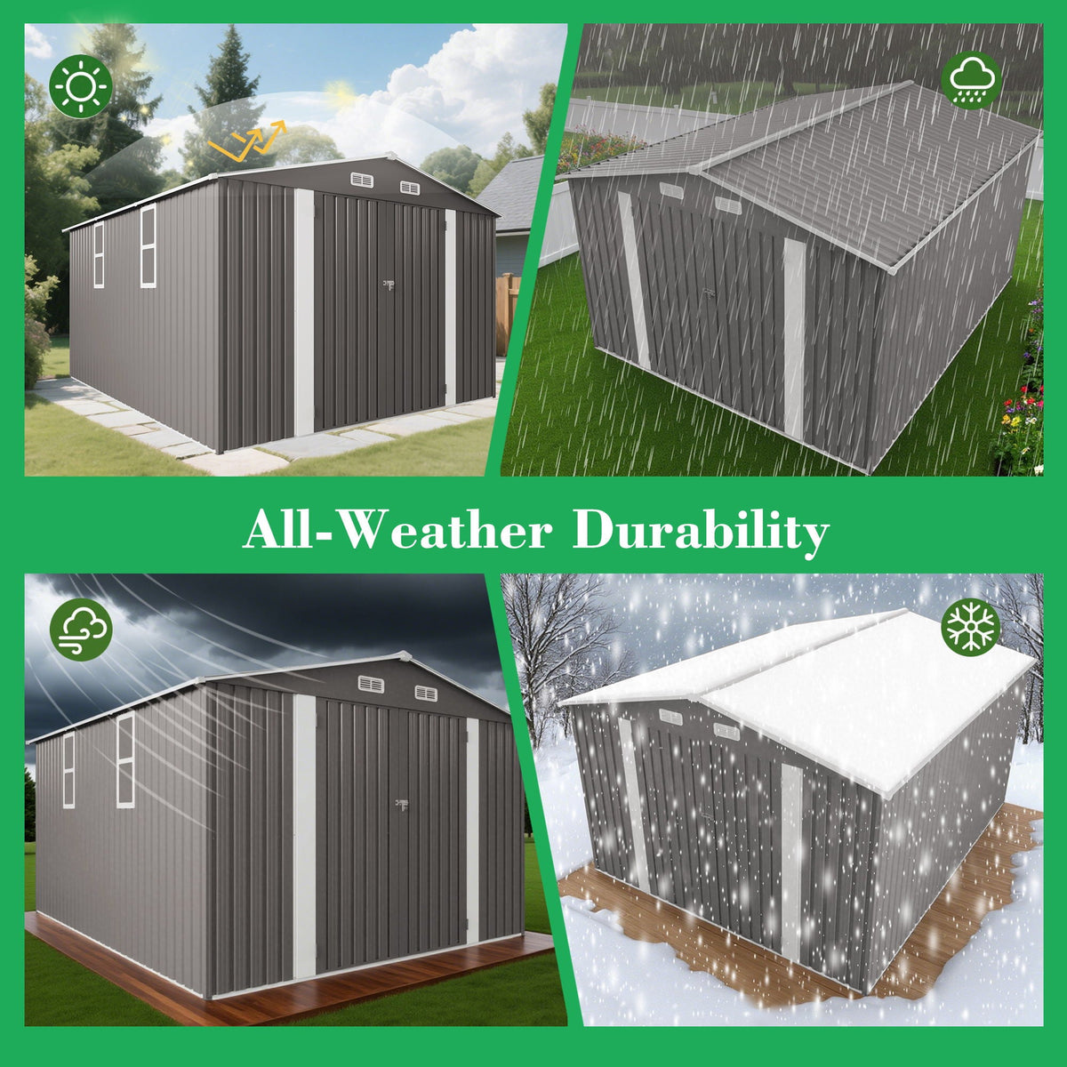Outdoor Storage Shed with Lockable Doors - Dark Gray