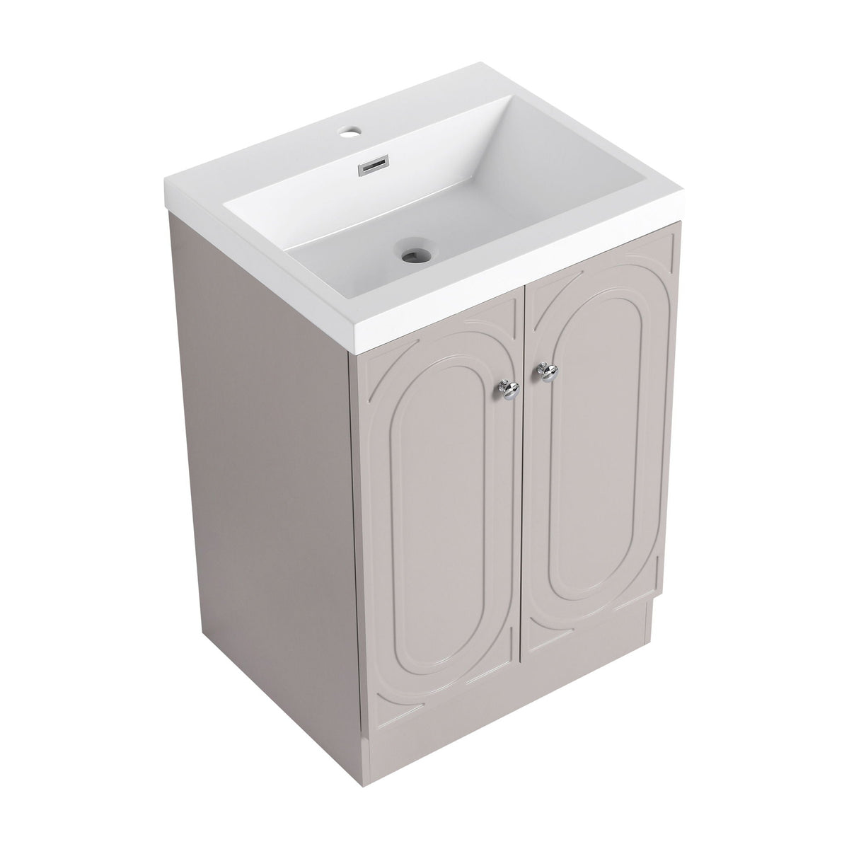Contemporary Freestanding Bathroom Vanity with Resin Sink & Soft-Close Cabinet Doors - White, Dark Green, or Pearl