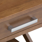 Medium Saddle Brown Solid Wood End Table with Drawer - Contemporary Style