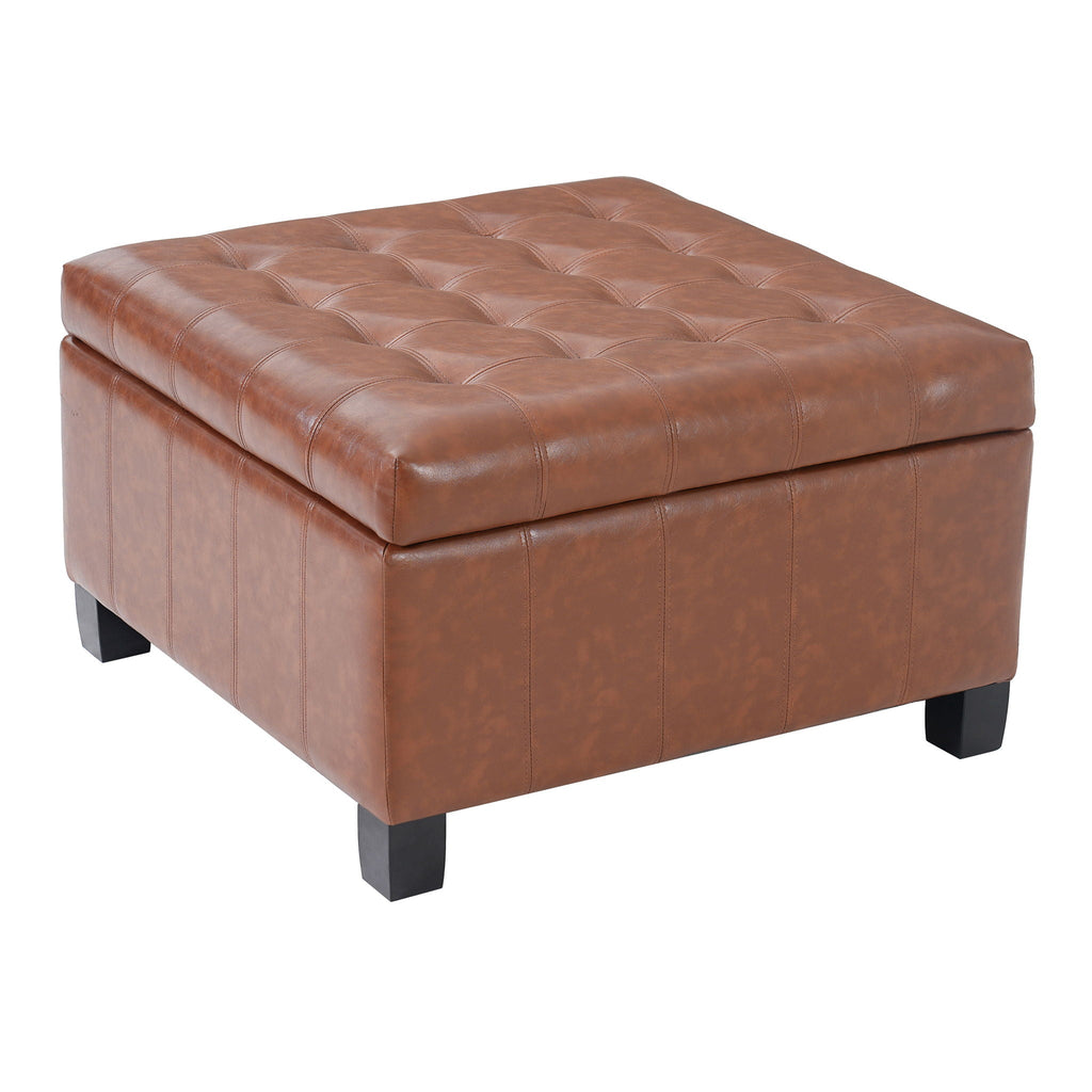 Square Tufted Storage Ottoman with Lift-Top - Dark Brown or Black