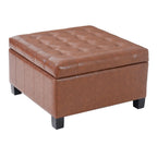 Square Tufted Storage Ottoman with Lift-Top - Dark Brown or Black