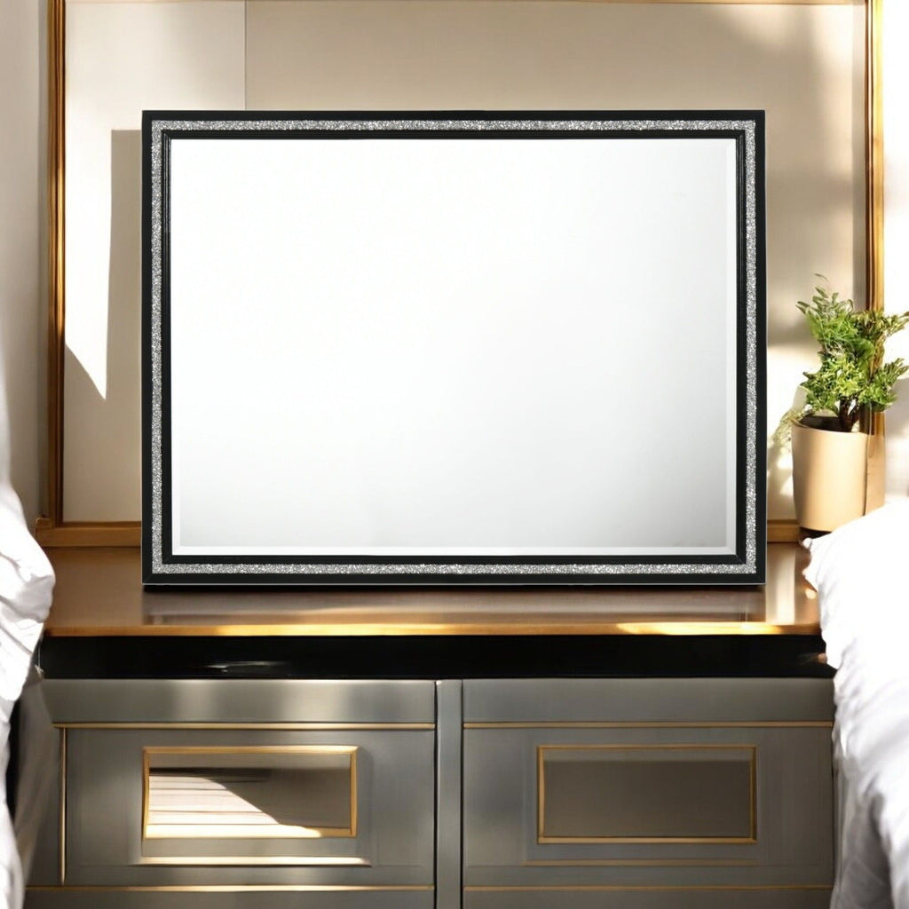 Haiden Weathered Mirror with Beveled Glass - Black