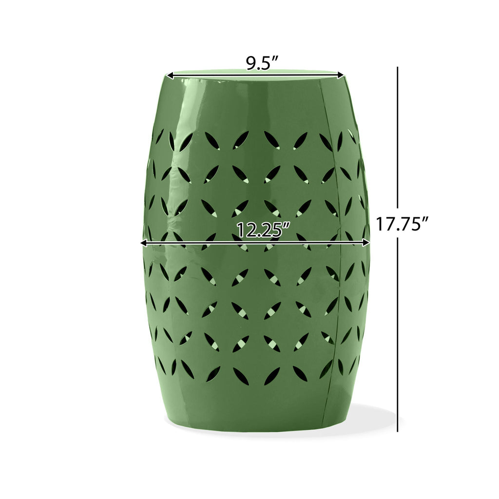 Barrel Shape Outdoor Side Table with Durable Metal Design - Yellow or Green