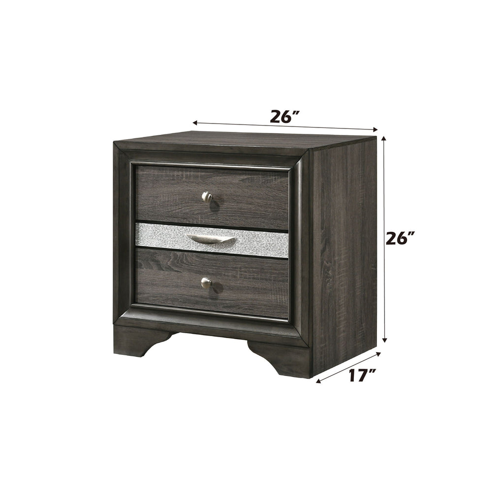 Chic Design Accent Nightstand with Felt-Lined Jewelry Drawer – White, Black, or Dark Gray