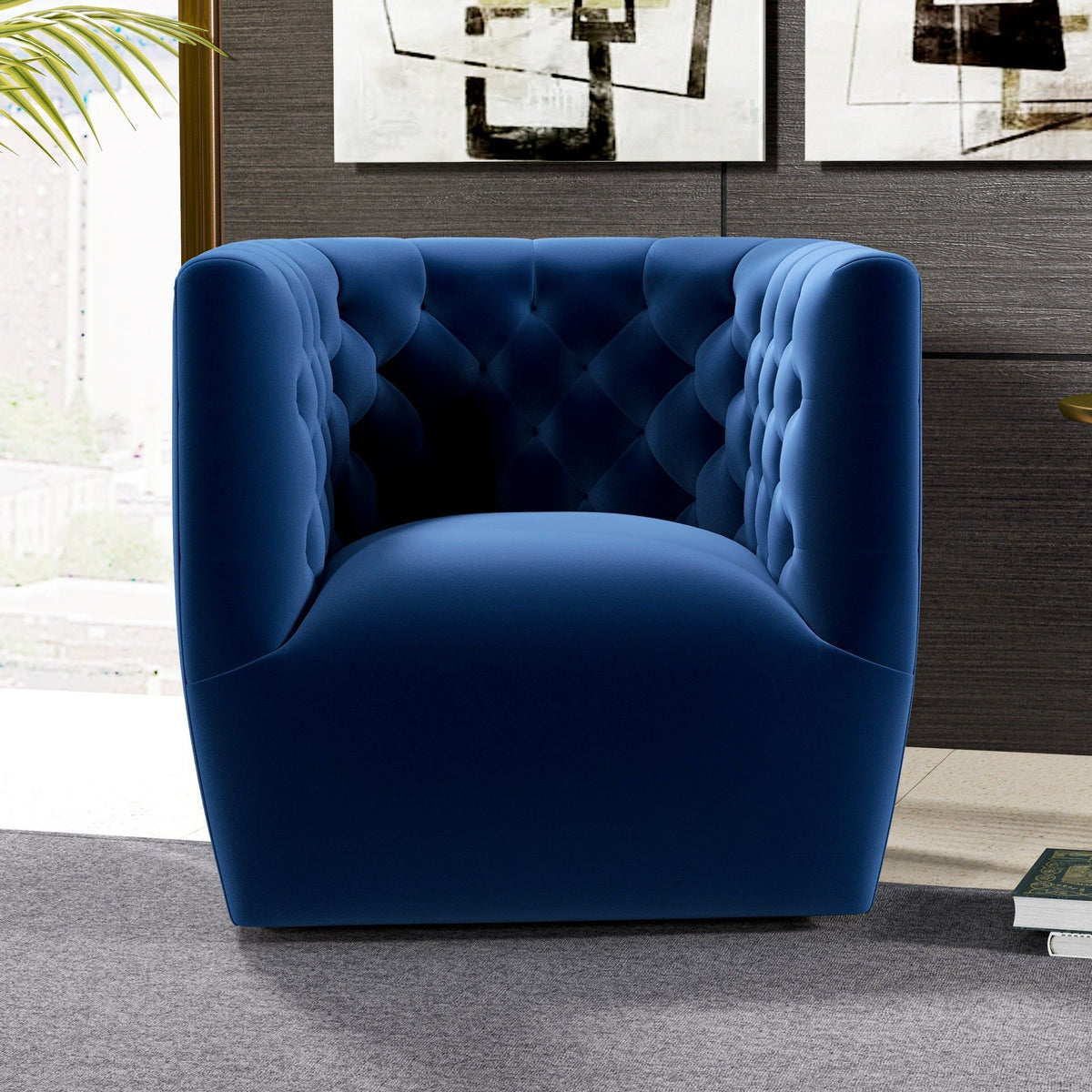 Ergonomic Design Swivel Chair with Tufted Accent - Multiple Colors
