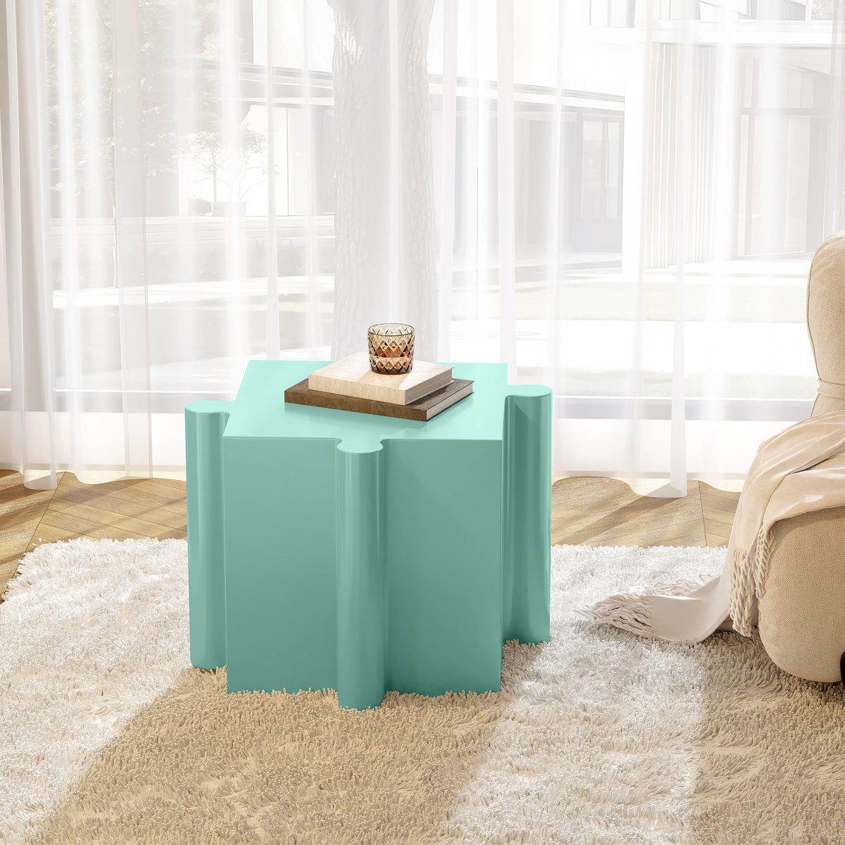 3-Piece Artistic Puzzle Table Set with Modular Interlocking Design