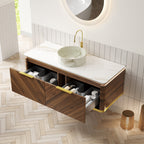 DIPA 48" Bathroom Vanity & Sink with Sintered Stone Top - Dark Walnut