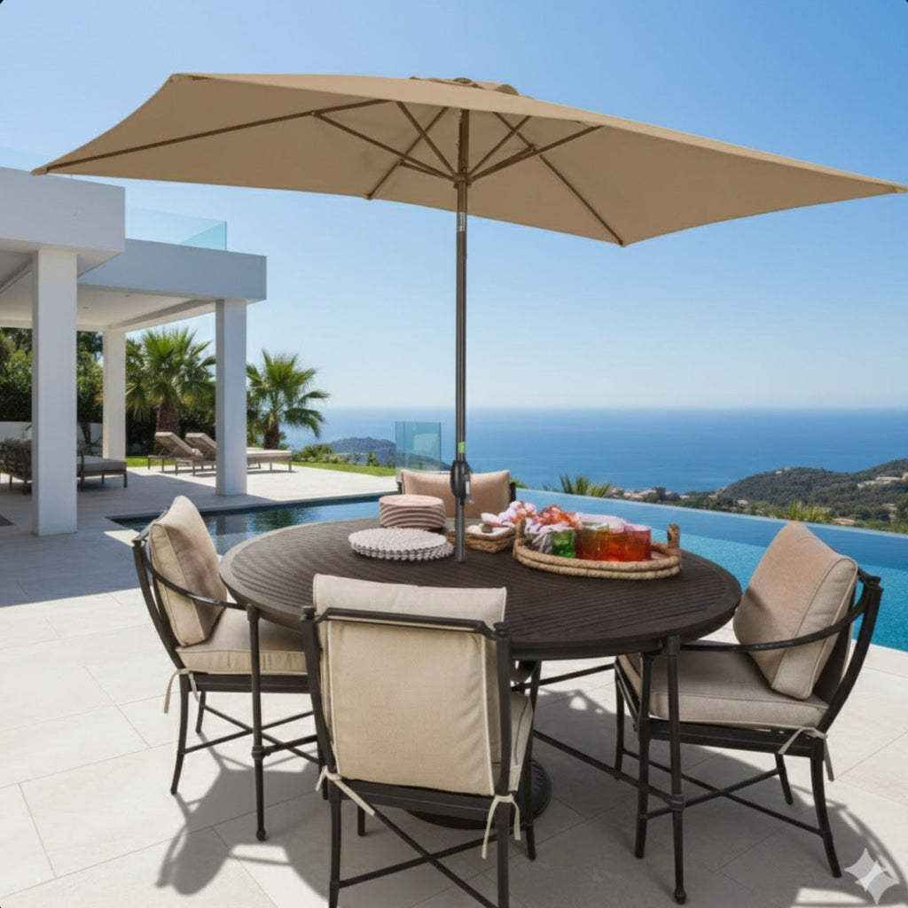 Rectangular Patio Umbrella with Crank Tilt - UV-Resistant Canopy