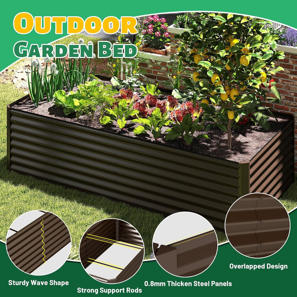 6x3x2 ft Galvanized Raised Garden Bed