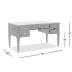Dauphin 5 Drawer Executive Desk with Solid Rubber Hardwood - Gray or Light Brown