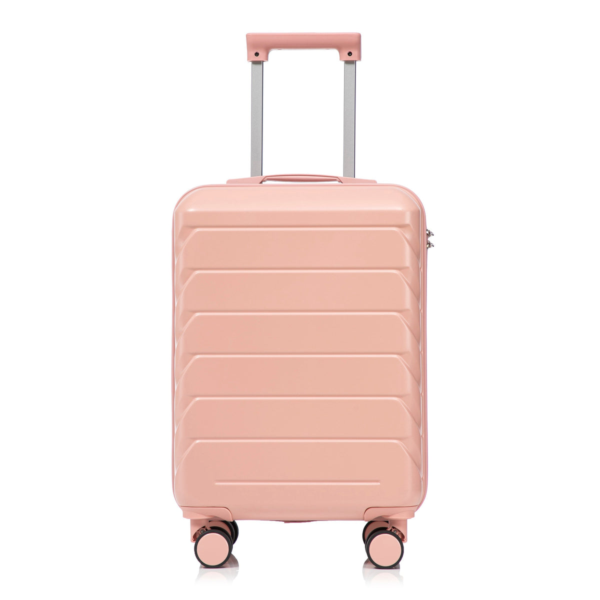 ABS 2-Piece Luggage Set with Spinner Wheels and Combination Lock - Pink