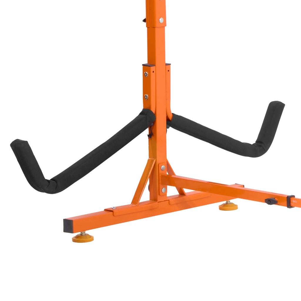 Freestanding Kayak Storage Rack with Adjustable Width - Orange or Natural