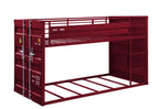 Metal Twin Over Twin Bunk Bed with Safety Guardrail - Light Blue or Red