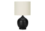 Black Ceramic Table Lamp with Ivory Linen Shade - Black