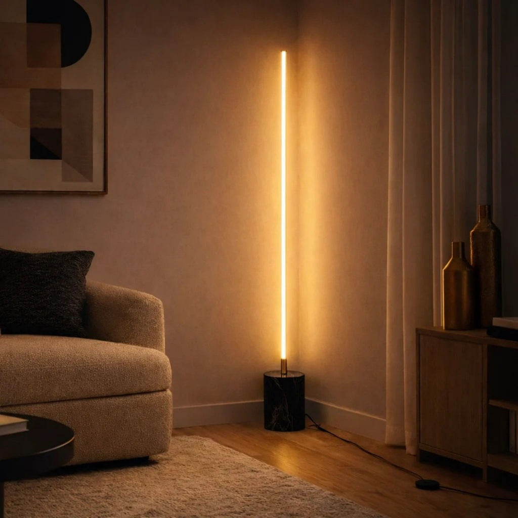 Prism - LED Floor Lamp with On/Off Switch Base - Gold/Marble