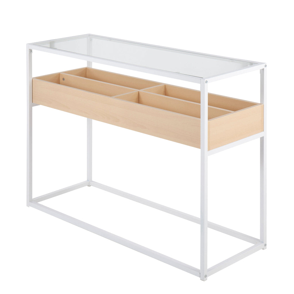 Contemporary Coffee Table with Tempered Glass Top - Beige or Dark Brown