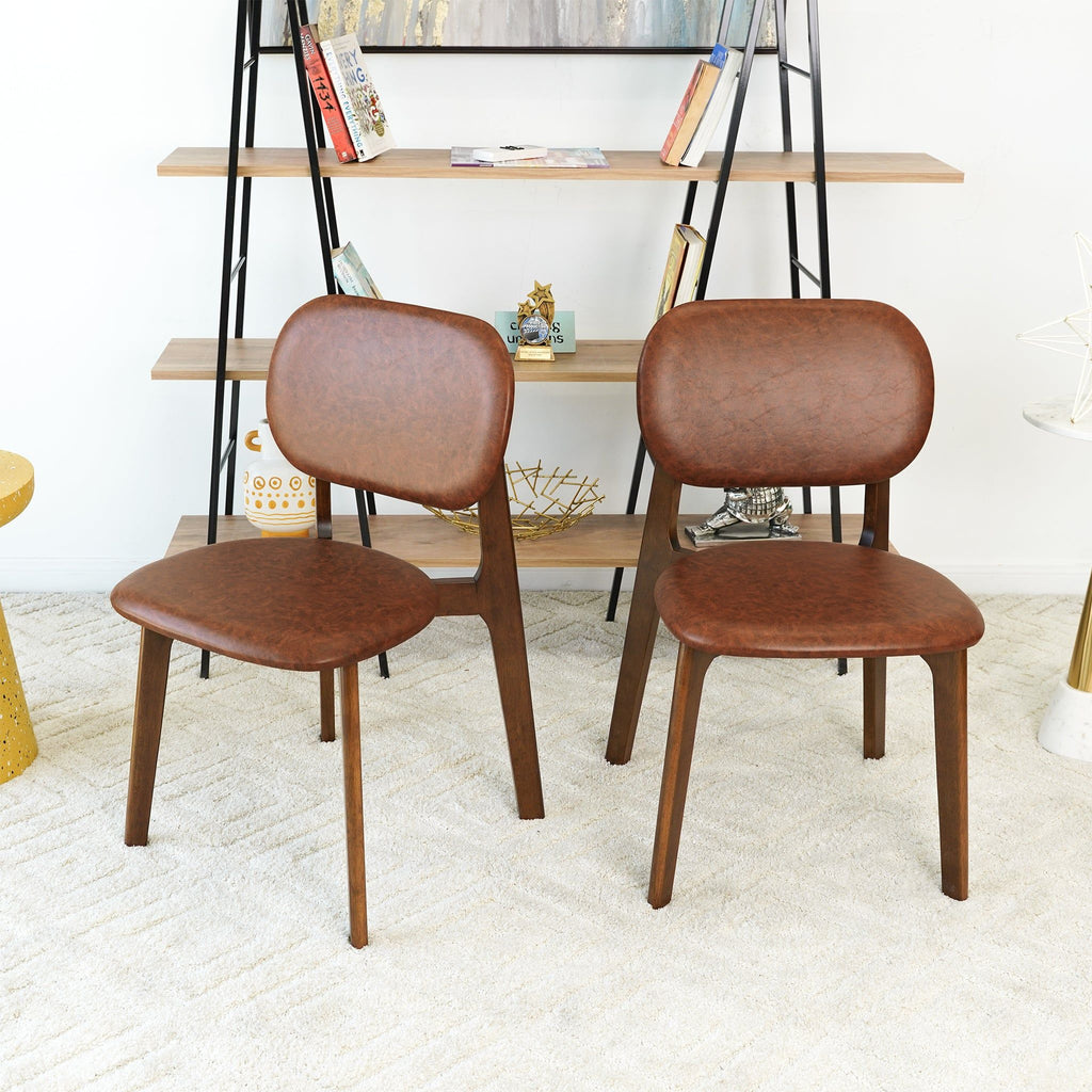 Kelsey Stylish Dining Chair Set of 2 with Solid Wood Construction - Black or Light Brown