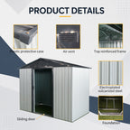 8ft x 4ft Outdoor Metal Storage Shed with Sliding Door - Metal
