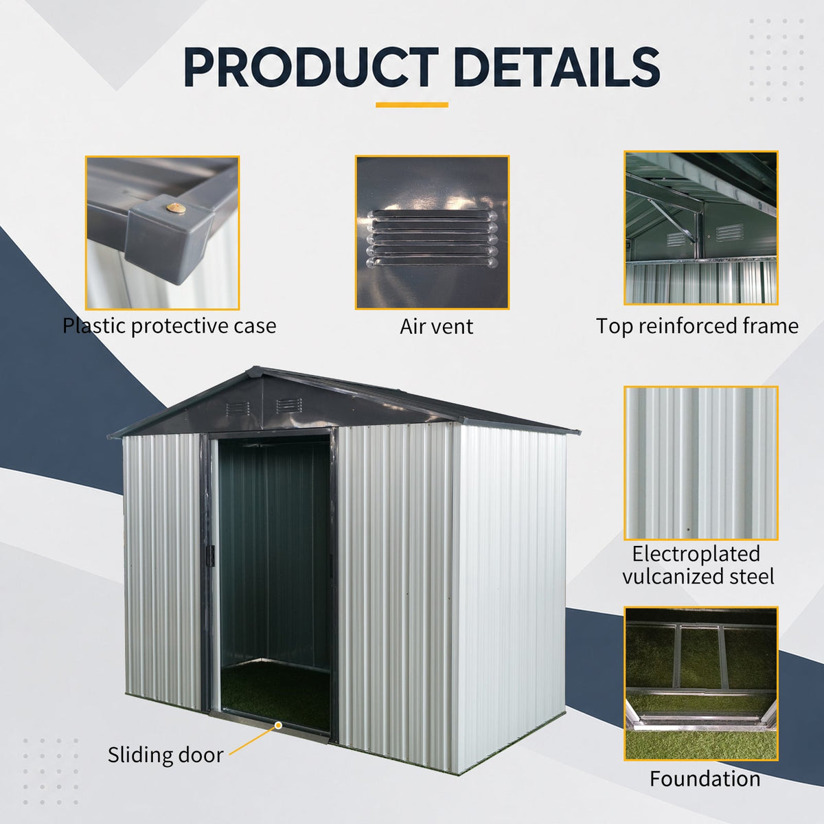 8ft x 4ft Outdoor Metal Storage Shed with Sliding Door - Metal