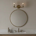 Regal Double Light Vanity With Clear Ribbed Satin - Antique Brass / Clear