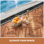 Light Brown Interlocking Deck Tiles with Diagonal Pattern - Outdoor 12" x 12"