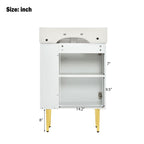 Bathroom Vanity with Single Ceramic Sink and Side Storage - Multiple Colors