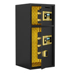 Large Double Door Digital Security Safe with Fireproof and Waterproof Bag - Black