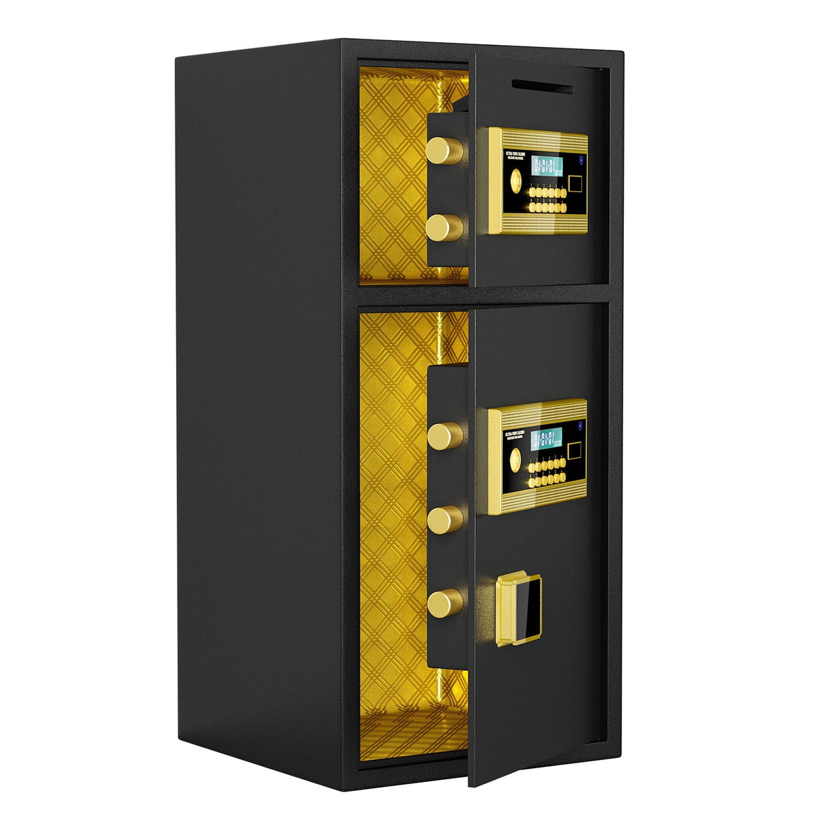 Large Double Door Digital Security Safe with Fireproof and Waterproof Bag - Black
