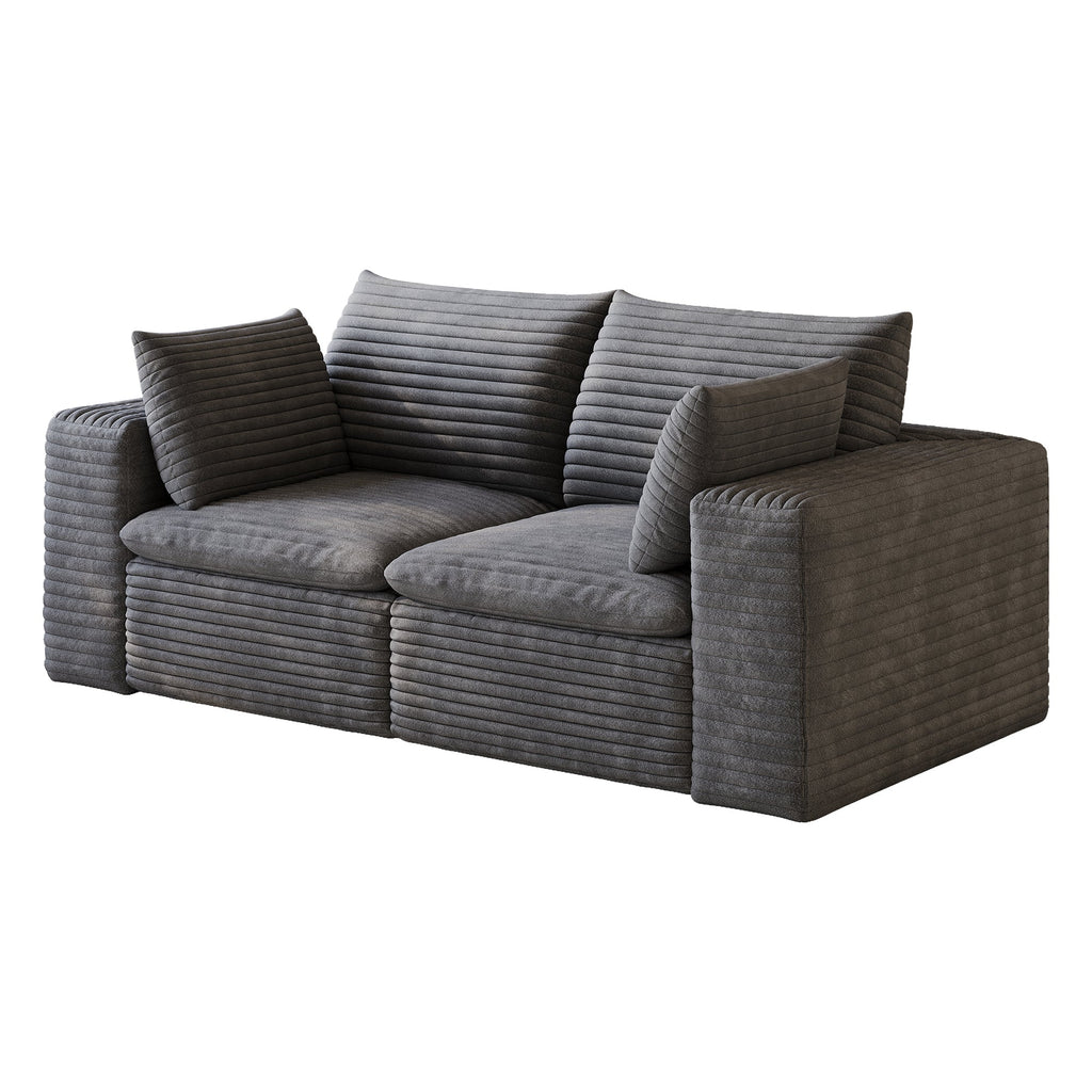 71" Cloud Sofa in Corduroy Fabric with Modular Design - Beige