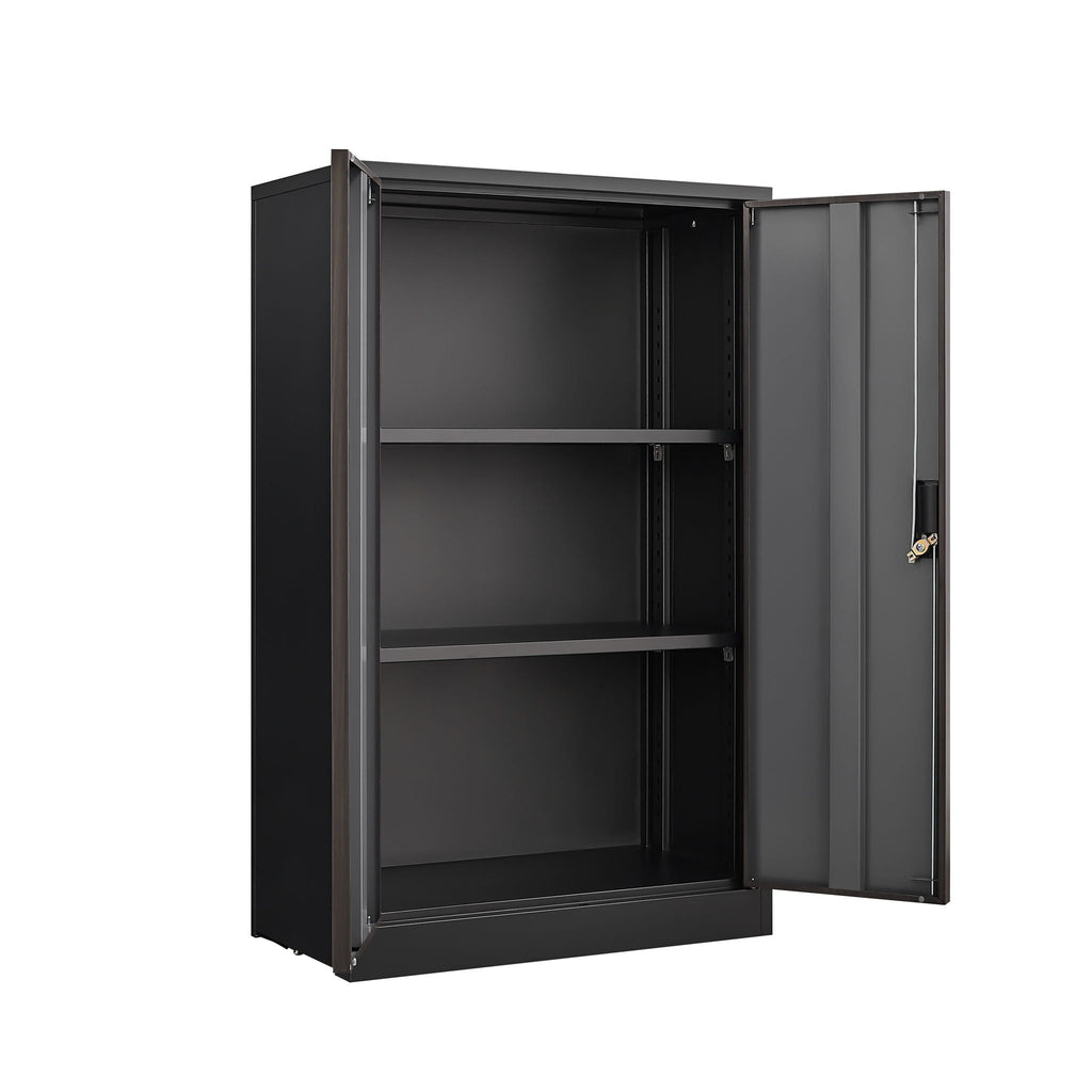 Metal Storage Cabinet With Locking Doors And Adjustable Shelf