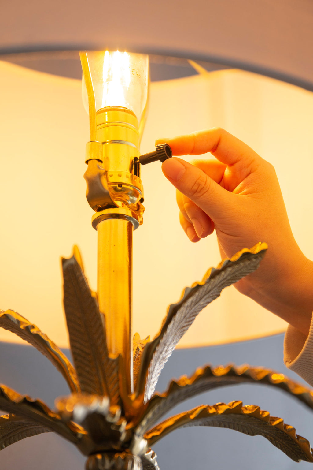 Gold Leaf Table Lamp with Marble Base - Gold