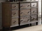 Baudouin Weathered Oak Dresser with 9 Spacious Drawers - Oak