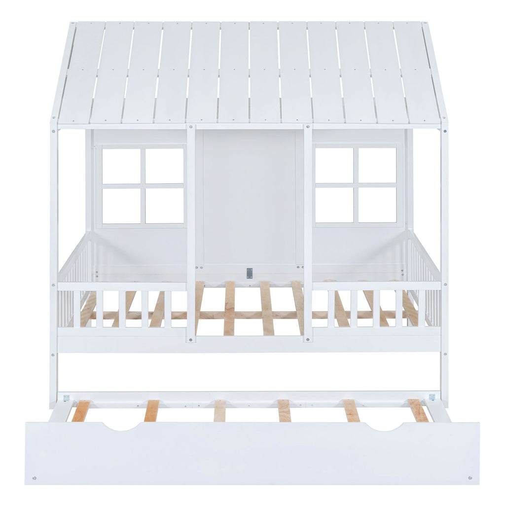 White House Bed with Trundle - Solid Pine, Full or Twin