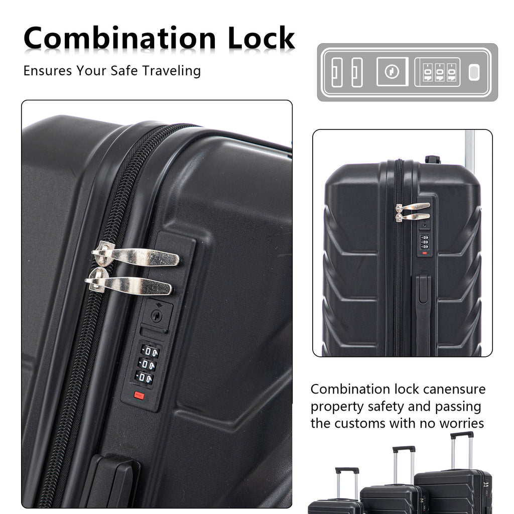 3 Pieces Set Spinner Wheel Luggage With Combination Lock