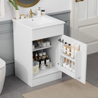 Bathroom Vanity with Sink and Adjustable Shelf - Multiple Colors