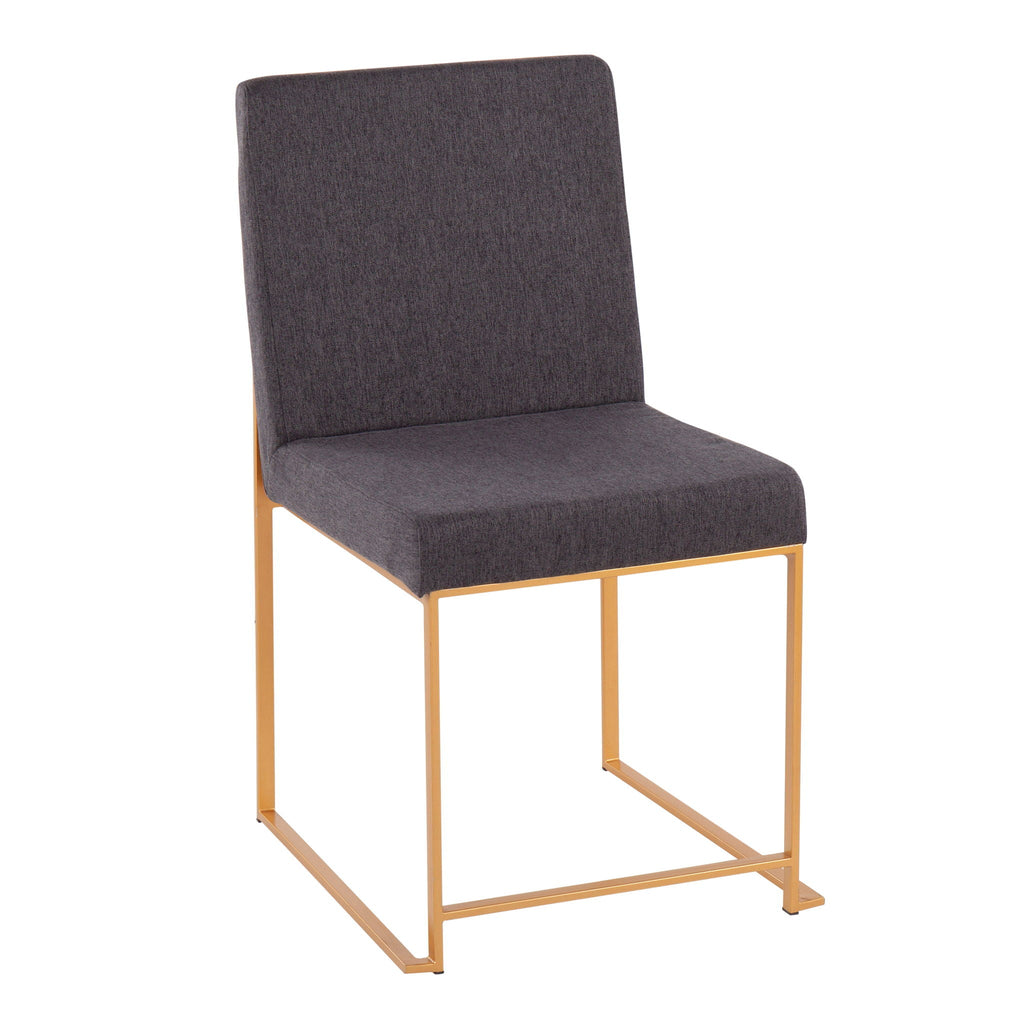 Contemporary High Back Dining Chair Set with Upholstered Seat - Multiple Colors