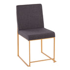 Contemporary High Back Dining Chair Set with Upholstered Seat - Multiple Colors