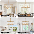 Modern Golden Geometric 8-Light Chandelier with Adjustable Suspension - Gold