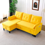 Reversible Chaise Sleeper Sectional Sofa with Storage - Cotton-Linen Upholstery