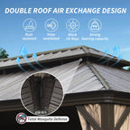 14' x 24' Hardtop Gazebo with Drainage System - Brown or Grey