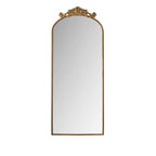 Vintage Arched Full Body Mirror with Carved Applique - Bronze or Pearl Silver