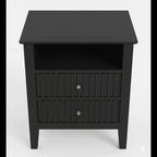 Fluted Nightstand with 2 Drawers and Soft-Close Slides - Multiple Colors