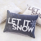 Gray Velvet Lumbar Throw Pillow with Snowflake Embroidery - 14x20