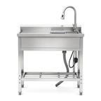 Stainless Steel Utility Sink with Large Compartment & Pull-Out Faucet - Silver